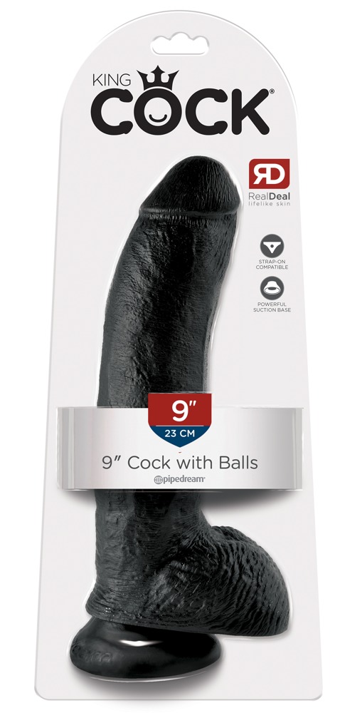 King Cock kc 9" Cock with Balls Dark realistiškas dildo