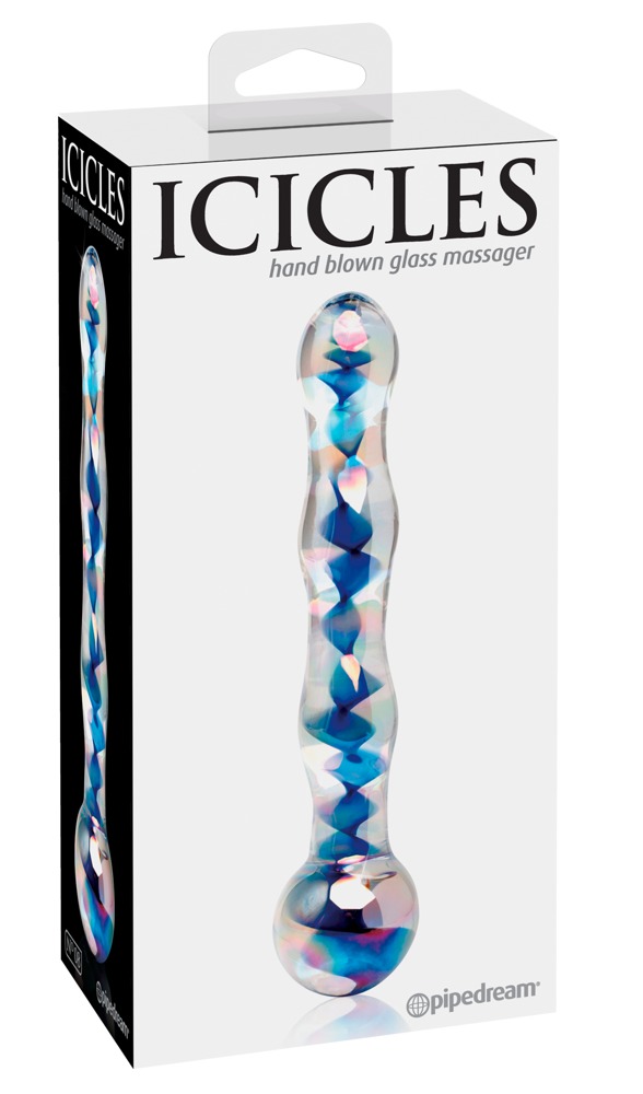 Icicles No. 8 Clear/Blue stiklinis dildo