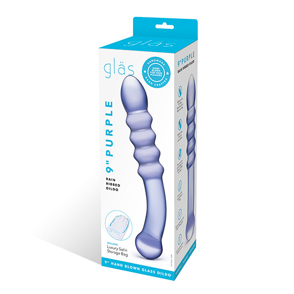 Glas - Purple Rain Ribbed Glass Dildo stiklinis dildo &ndash; nuotrauka 2
