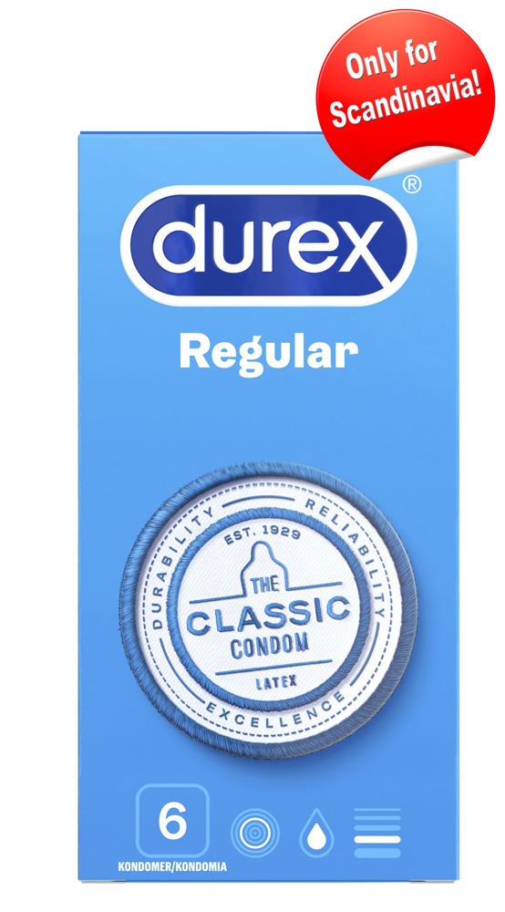 Durex Regular 6 Condoms klasikiniai prezervatyvai
