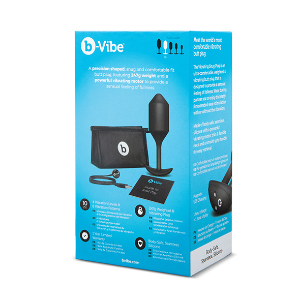 B-Vibe - Vibrating Snug Plug 4 (XL) Black Analinis kai&scaron;tis &ndash; nuotrauka 6