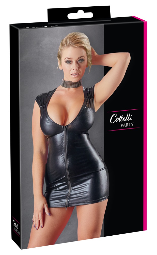 Cottelli party Wet Look Dress with Zip S Seksuali suknelė