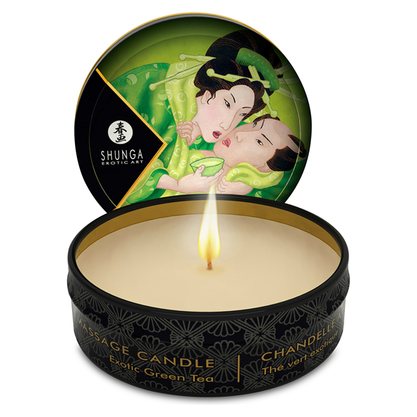 Shunga - Mini Massage Candle Green Tea 30 ml masažo žvakė
