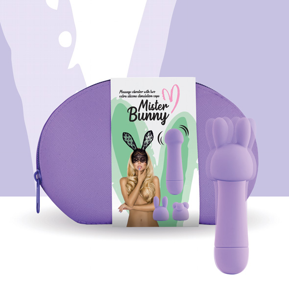 FeelzToys - Mister Bunny Massage Vibrator with 2 Caps Purple vibratorius kiškutis