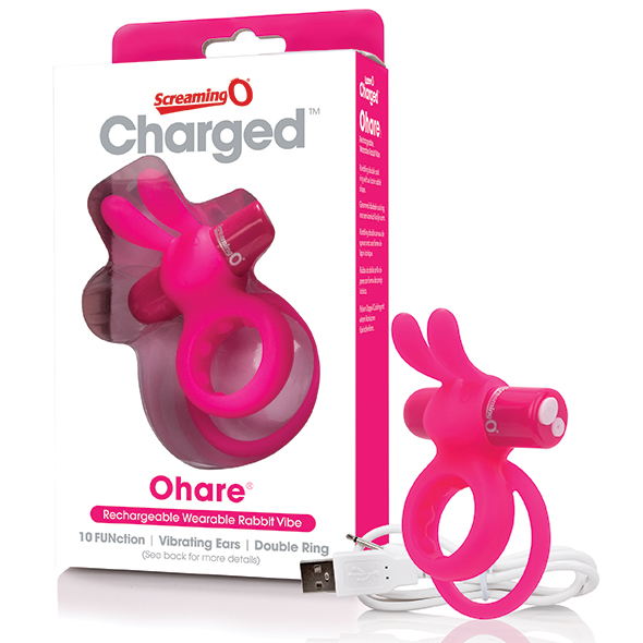 The Screaming O - Charged Ohare Rabbit Vibe Pink Pakraunamas vibruojantis penio žiedas