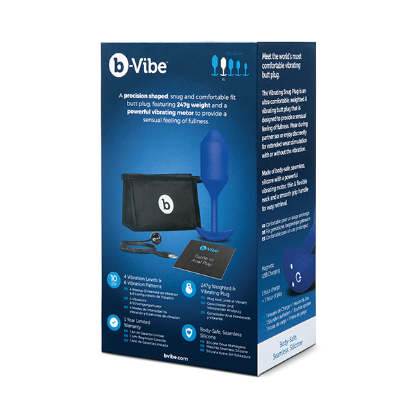 B-Vibe - Vibrating Snug Plug 4 (XL) Navy Analinis kai&scaron;tis &ndash; nuotrauka 6