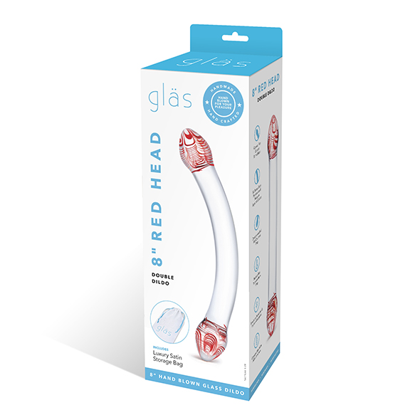 Glas - Red Head Double Glass Dildo stiklinis dildo &ndash; nuotrauka 7