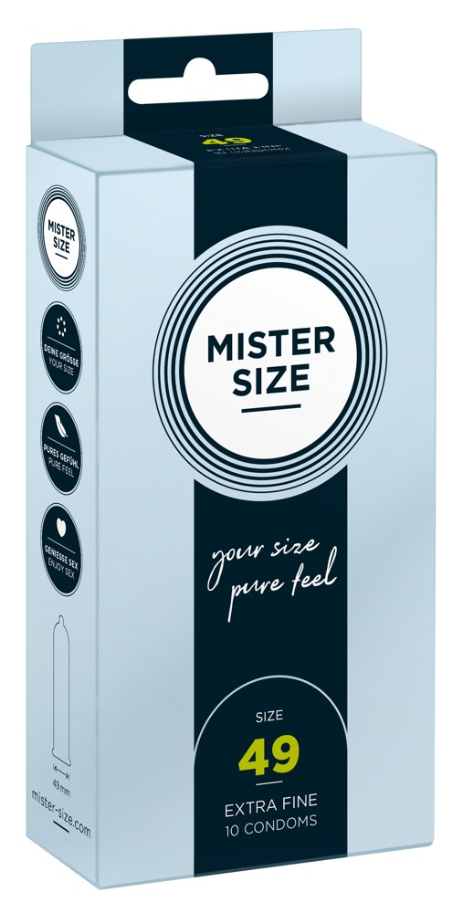 Mister Size 49mm pack of 10 Nestandartinio dydžio prezervatyvai