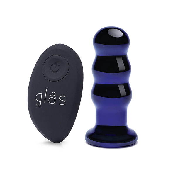 Glas - Rechargeable Remote Controlled  Vibrating Beaded Buttplug Stiklinis analinis žaislas