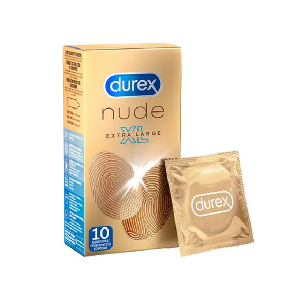 Durex - Condoms Nude xl 10 st. Nestandartinio dydžio prezervatyvai