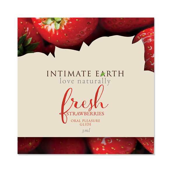 Intimate Earth - Natural Flavors Glide Fresh Strawberries Foil 3 ml oralinis lubrikantas