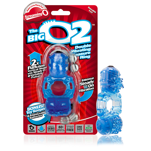 The Screaming O - The Big O 2 Blue vibruojantis penio žiedas su elementais