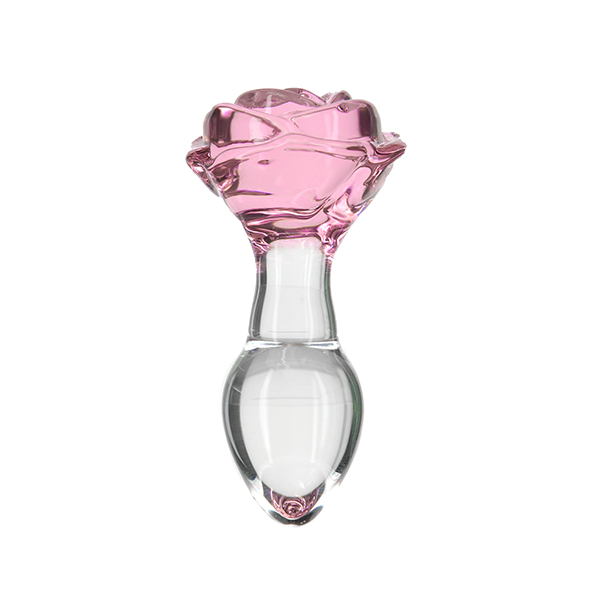 Pillow Talk - Rosy Luxurious Glass Anal Plug with Bonus Bullet Stiklinis analinis žaislas