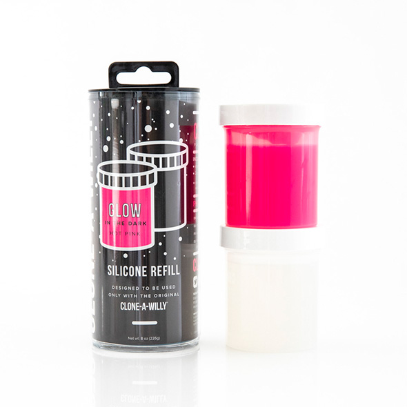 Clone-A-Willy - Refill Glow in the Dark Hot Pink Silicone klonavimo rinkinys
