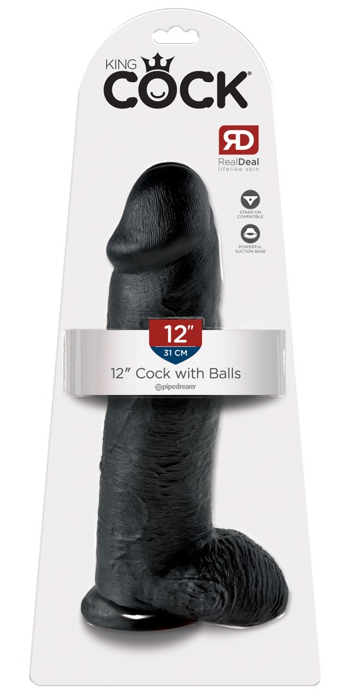 King Cock 12 inch Balls Black realistiškas dildo