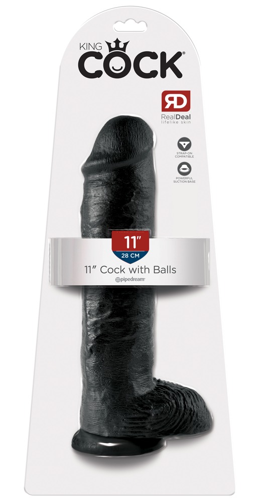 King Cock kc 11" Cock with Balls Dark realistiškas dildo