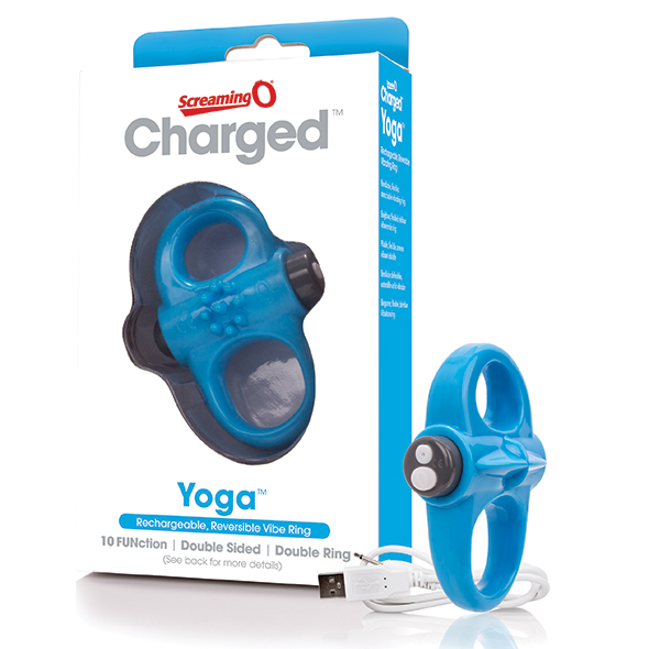 The Screaming O - Charged Yoga Vibe Ring Blue Pakraunamas vibruojantis penio žiedas