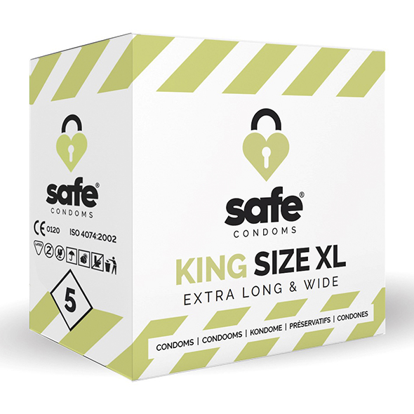 Safe - Condoms King Size xl Extra Long & Wide (5 pcs) Nestandartinio dydžio prezervatyvai