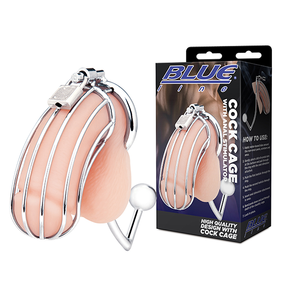 Blueline - Cock Cage With Anal Stimulator penio narvas