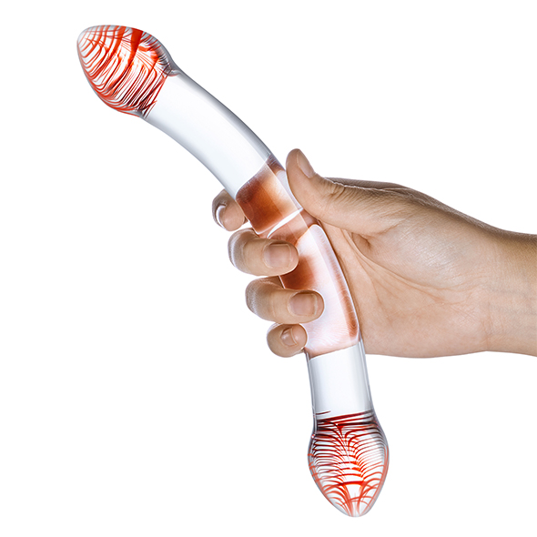 Glas - Red Head Double Glass Dildo stiklinis dildo &ndash; nuotrauka 4