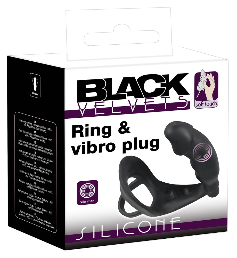 Black Velvets Vibrating Silicone Plug analinis dildo