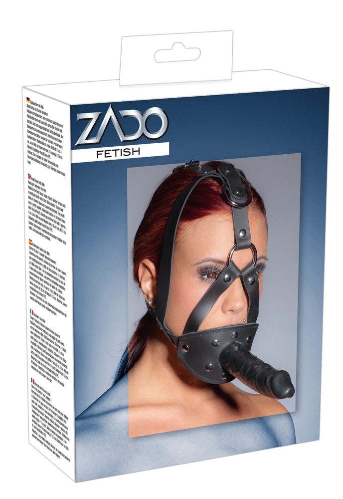 Zado LeatherHead harness with Dildo burnos kaištis
