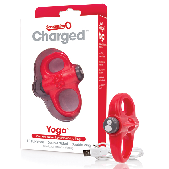 The Screaming O - Charged Yoga Vibe Ring Red Pakraunamas vibruojantis penio žiedas