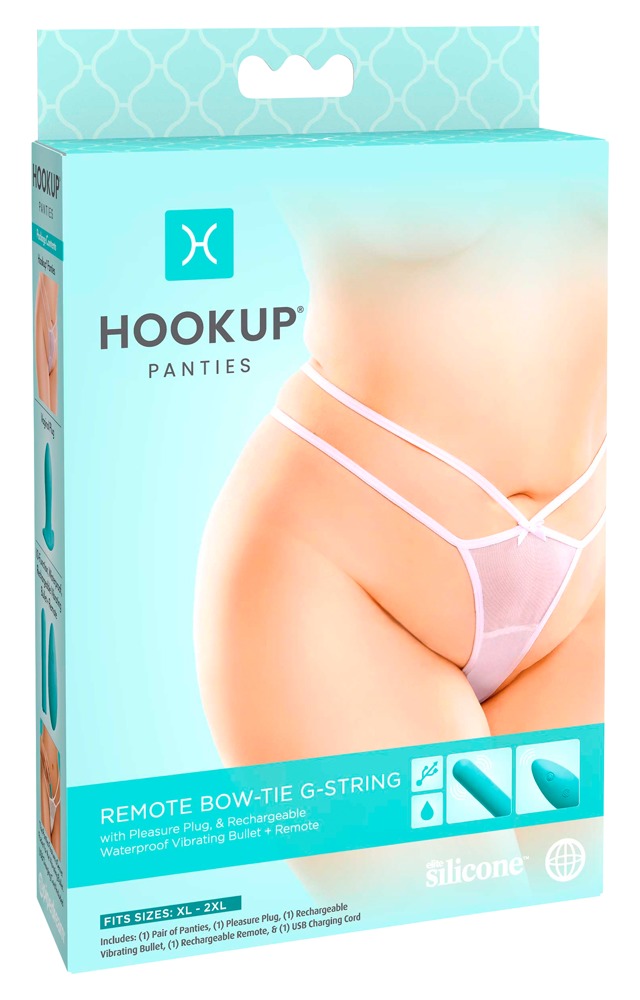 HookUp Panties Remote Bow-Tie G-String XL-XXL Analinis kaištis