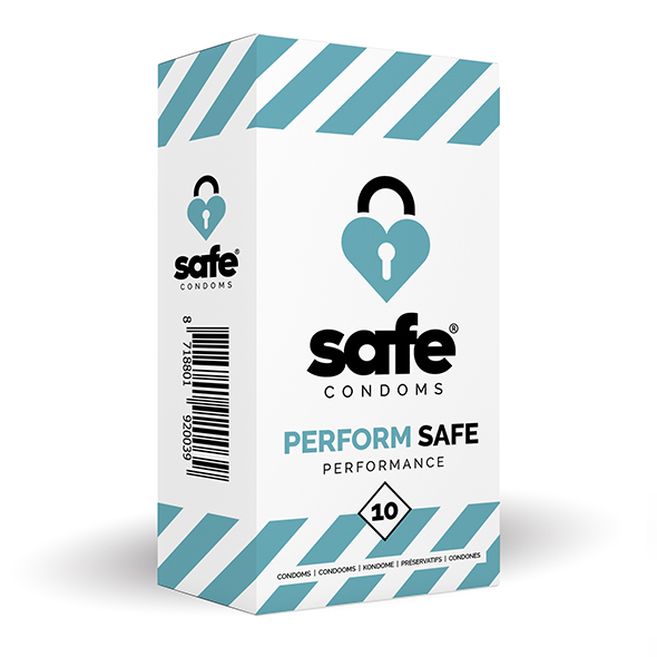 Safe - Condoms Perform Safe Performance (10 pcs) Itin saugūs prezervatyvai