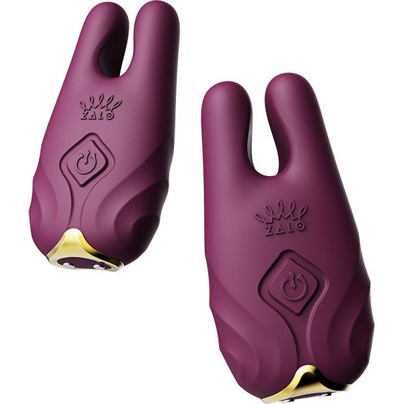 Zalo - Nave Wireless Vibrating Nipple Clamps Velvet Purple spenelių spaustukai