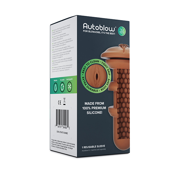 Autoblow - A.I. Silicone Vagina Sleeve Brown vaginalinis masturbatorius &ndash; nuotrauka 5