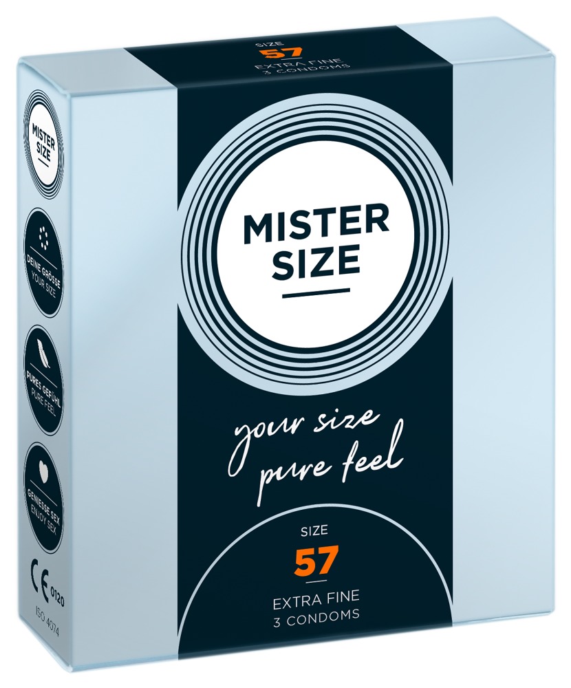 Mister Size 57mm pack of 3 Nestandartinio dydžio prezervatyvai