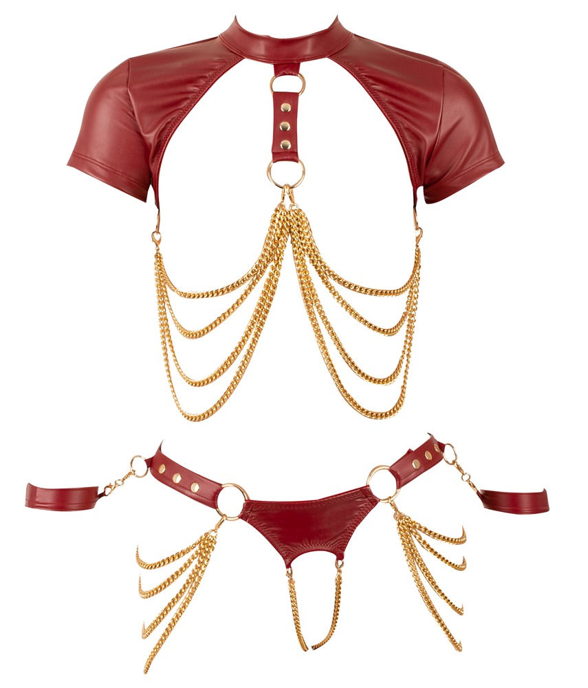 Cottelli bondage Top+Thong Bondage red L Teminis kostiumas &ndash; nuotrauka 11