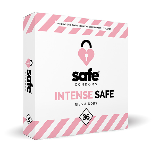 Safe - Condoms Intense Safe Ribs & Nobs (36 pcs) prezervatyvai su ranteliais
