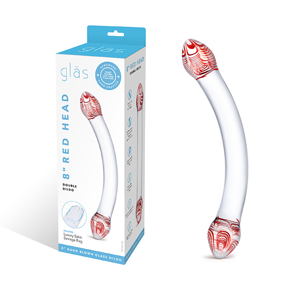 Glas - Red Head Double Glass Dildo stiklinis dildo &ndash; nuotrauka 2