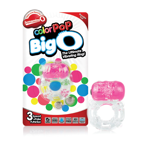 The Screaming O - Color Pop Big O Pink vibruojantis penio žiedas su elementais