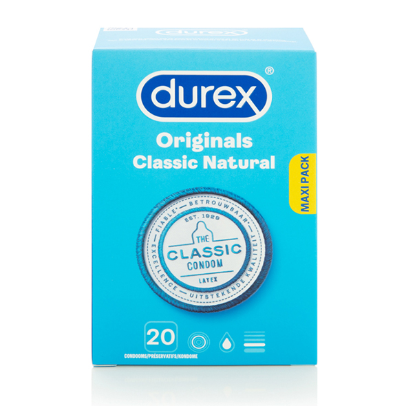 Durex - Classic Natural Condoms 20 pcs klasikiniai prezervatyvai