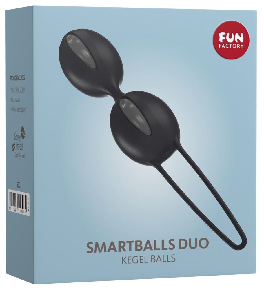 Fun Factory Smartballs Duo Gray Black Vaginalinis kamuoliukas - rutuliukai