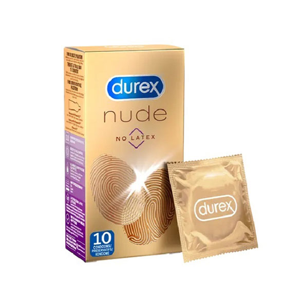 Durex - Condooms Nude  (No Latex) 10 st. klasikiniai prezervatyvai