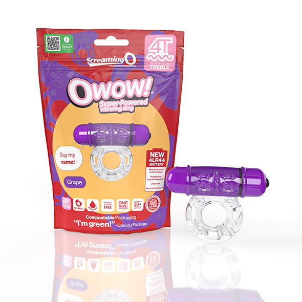 The Screaming O - 4T OWow Grape vibruojantis penio žiedas su elementais