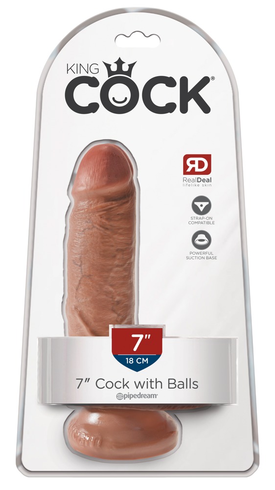 King Cock 7" Cock w Balls Tan realistiškas dildo