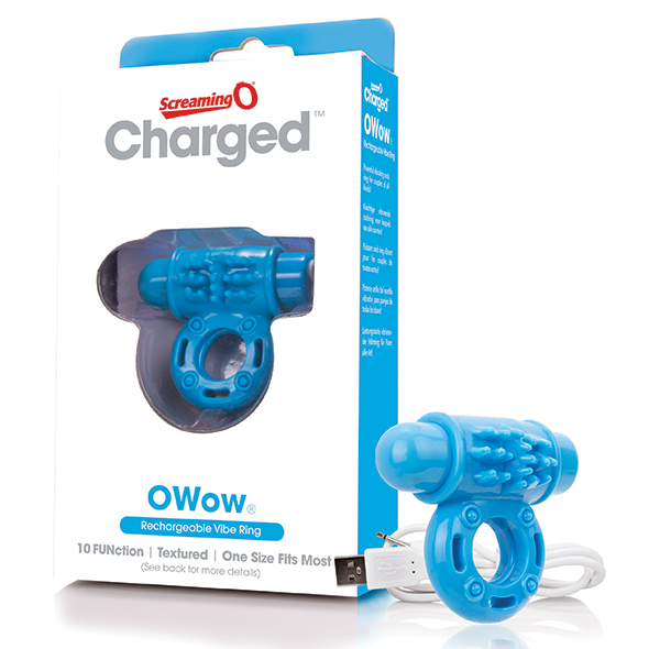The Screaming O - Charged OWow Vibe Ring Blue Pakraunamas vibruojantis penio žiedas