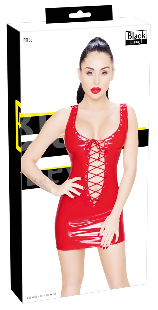 Black Level Vinyl Dress red 2XL Seksuali lateksinė apranga