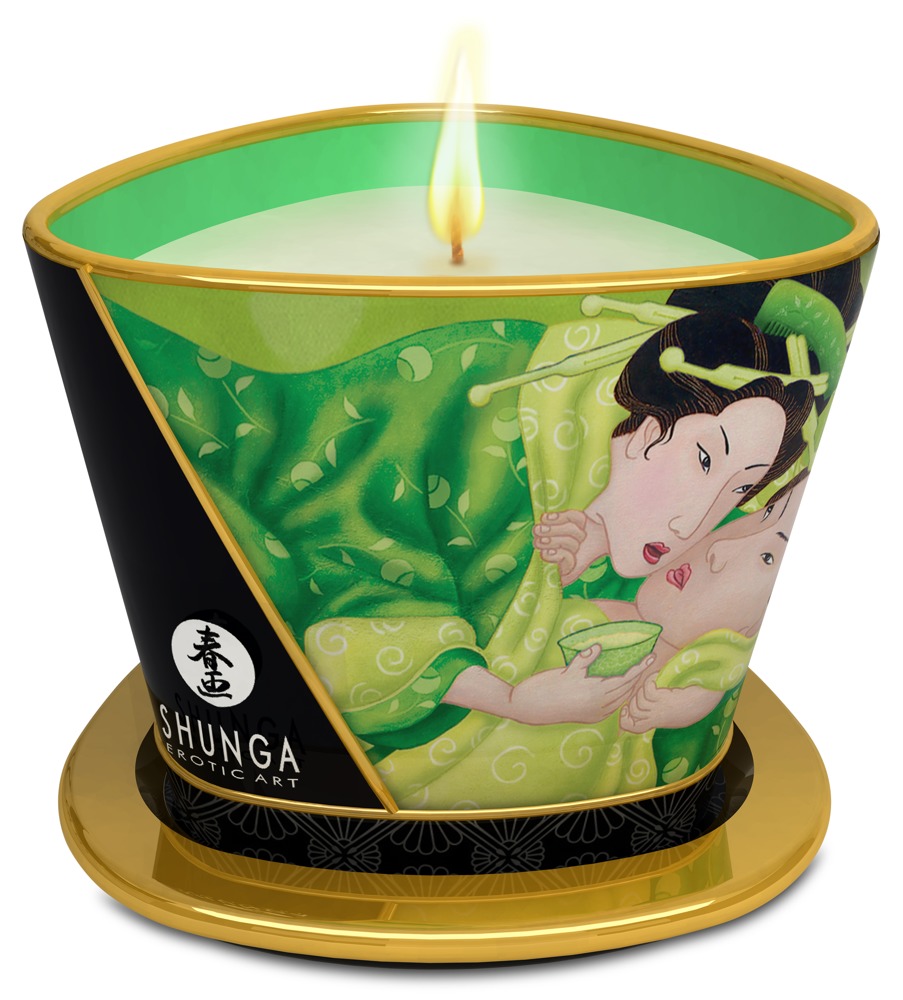 Shunga Massage Candle Green Tea 170ml masažo žvakė