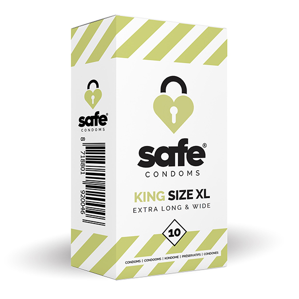Safe - Condoms King Size xl Extra Long & Wide (10 pcs) Nestandartinio dydžio prezervatyvai