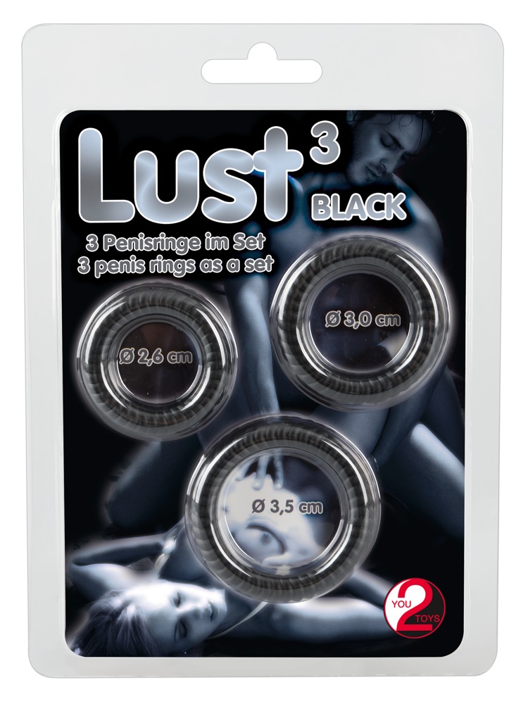 You2Toys Lust 3 Cock Rings black Penio žiedas - užveržėjas