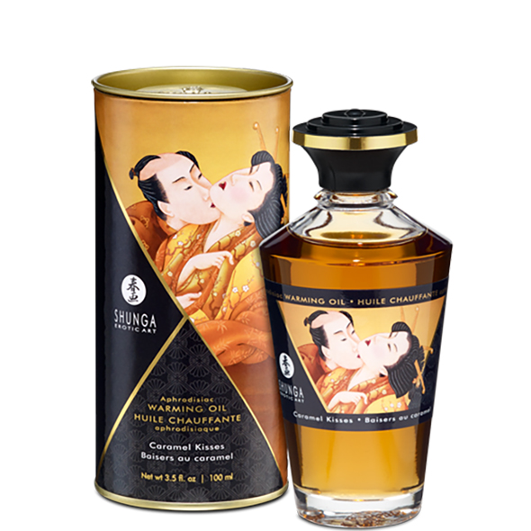 Shunga - Aphrodisiac Warming Oil Caramel Kisses 100 ml masažo aliejus