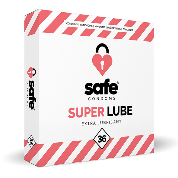 Safe - Condoms Super Lube Extra Lubricant (36 pcs) Stimuliuojantys prezervatyvai