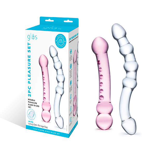 Glas - Pleasure Set Double Pleasure Glass Dildo Set stiklinis dildo &ndash; nuotrauka 2