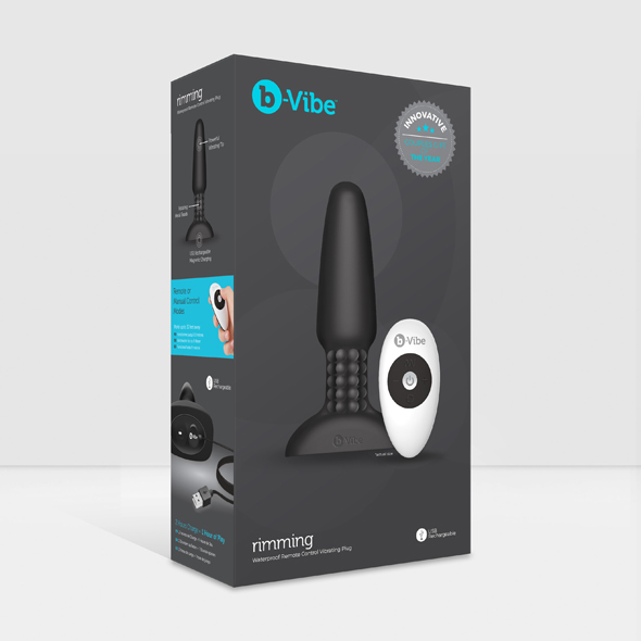 B-Vibe - Rimming Remote Control Plug 2 Black Analinis kai&scaron;tis &ndash; nuotrauka 8